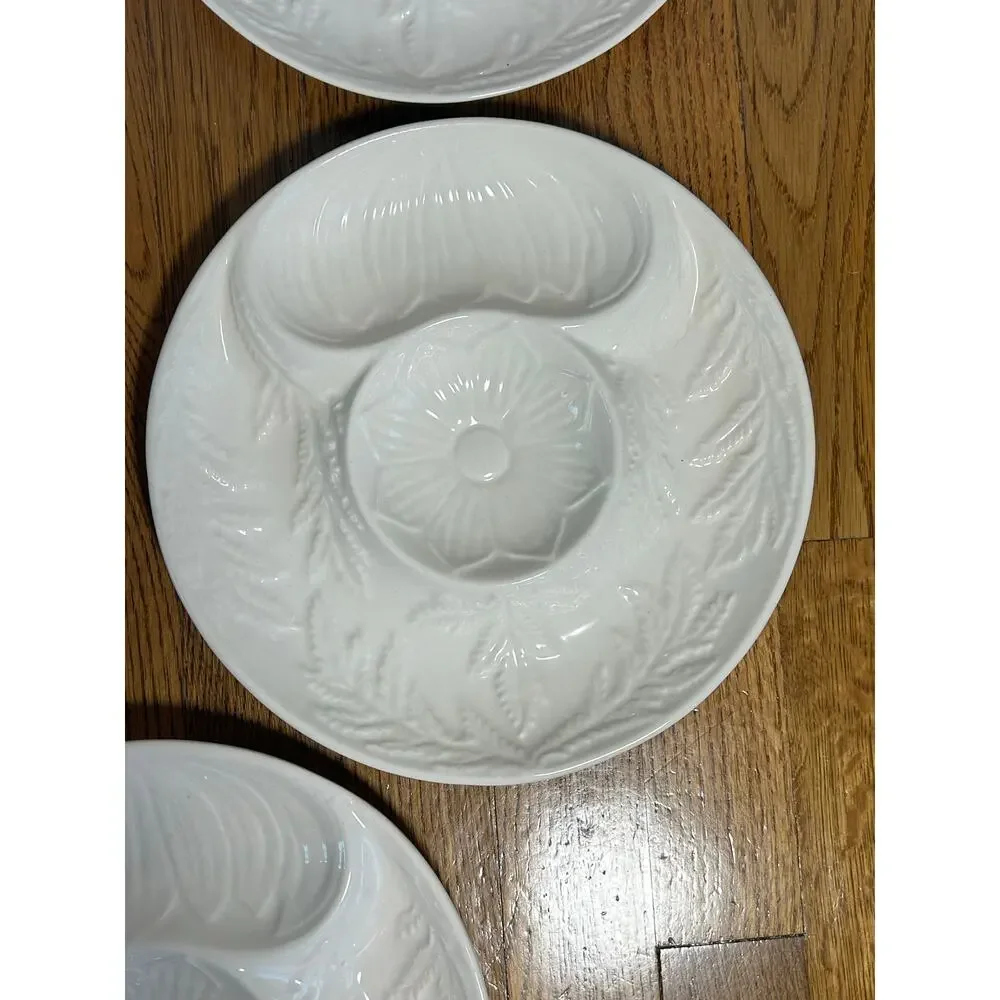 Vintage California USA Artichoke Plate White Embossed Serving Dish
